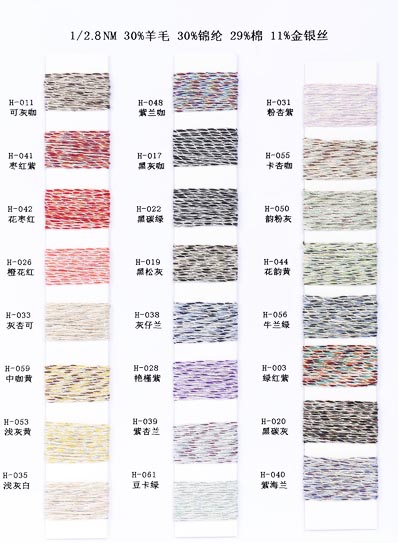 1/2. 8 NM 30% Len 30% Nylon 29% Cotton 11% Kim Loại