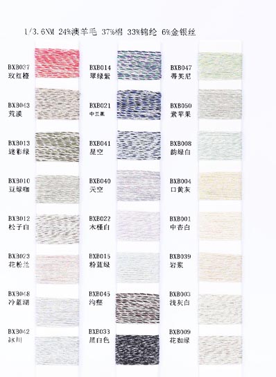 1/3.6NM 24% Wolle 37% Baumwolle 33% Nylon 6% Metallic