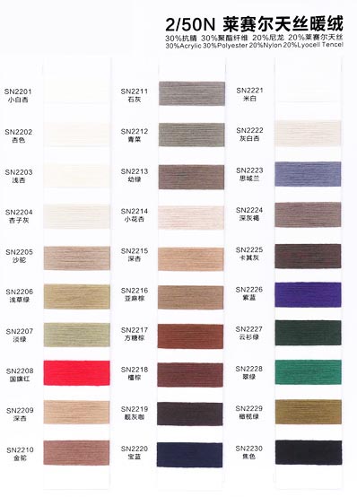 2 / 50N 30% Acrílico Antipilling 30% Poliéster 20% Nailon 20% Tencel de Lyocell