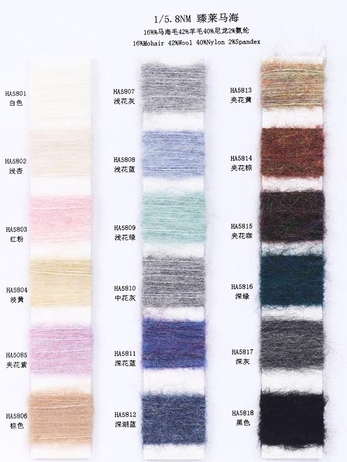 1/5, 8 NM 16% Mohair 42% lână 40% nailon 2% Spandex 