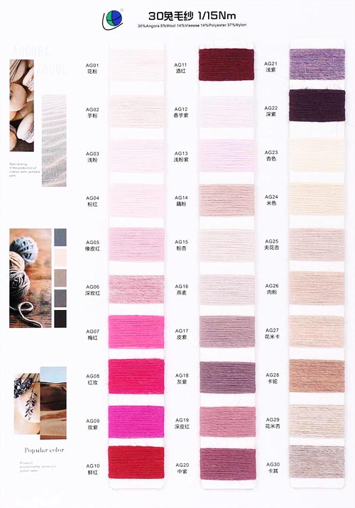 1/15nm 30 30% Angora 5% Vlna 14% Viskóza 14% Polyester 37% Nylon 