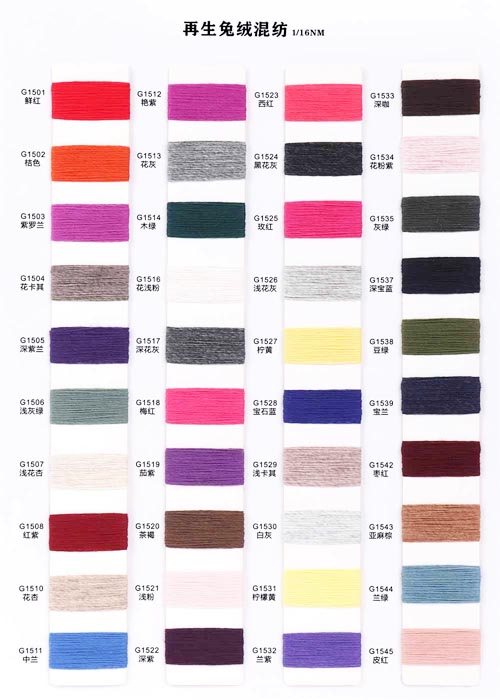 1 / 16nm 3% Angorá 52% reciclar Poliéster 30% Viscose 15% Nylon 